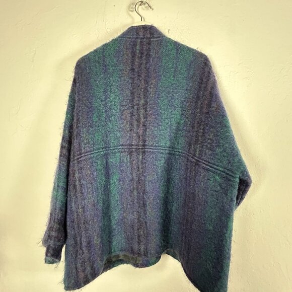 Vintage 60s/70s Freedom Wear by Treas Ni Riain Mohair Plaid Jacket/Coat XL Blue - Picture 2 of 12